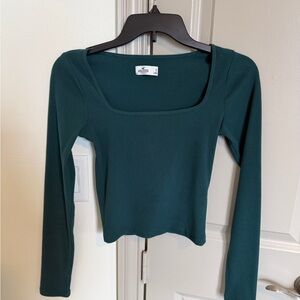 Hollister Women's Long Sleeve Square Neck Top - Green